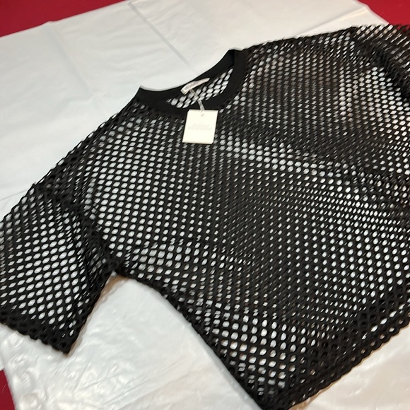 MESH Short sleeved PULLOVER SHIRT Crop Top CLUB dance biker punk rock 80s 90s XL - Picture 5 of 10